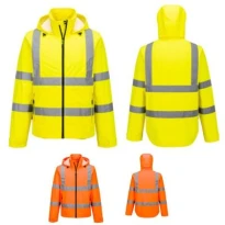 Portwest Arbeitsjacke Hohe Sichtbarkeit Leicht Faltbar Hi-Vis S164 Wasserdicht Mehrtaschig