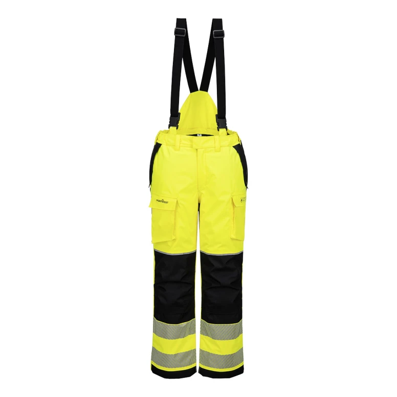 Arbeitshose Portwest hohe Sichtbarkeit FR426 multitaschen flammhemmend wasserdicht winter mit abnehmbaren Hosenträgern