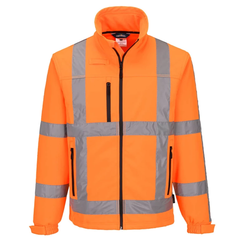 Portwest R462 Warnschutz-Arbeitsjacke Softshell, wasserdicht, Stretch, mit mehreren Taschen