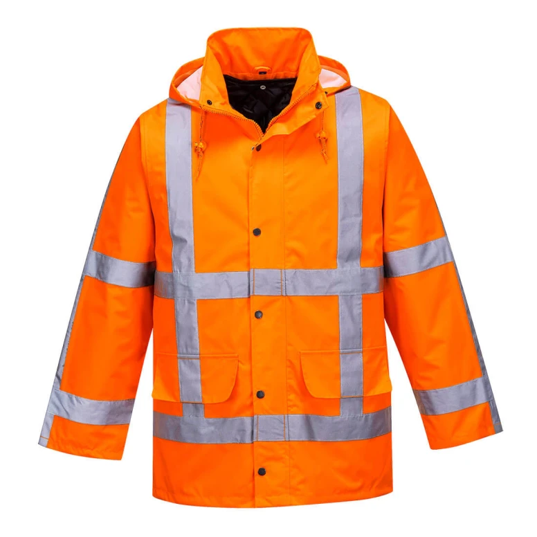 Portwest R460 Warnschutz-Arbeitsjacke wasserdicht mit mehreren Taschen