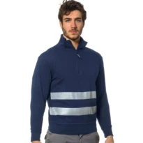 Arbeitssweatshirt hohe Sichtbarkeit mit kurzem Reißverschluss Logica SANZENO1/HV