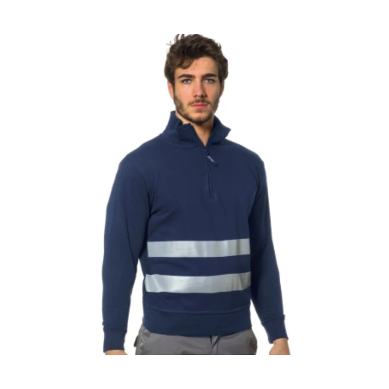 Arbeitssweatshirt hohe Sichtbarkeit mit kurzem Reißverschluss Logica SANZENO1/HV