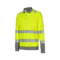 3 Stück - Langarm Arbeits Polo Hohe Sichtbarkeit U-Power Close WHL389