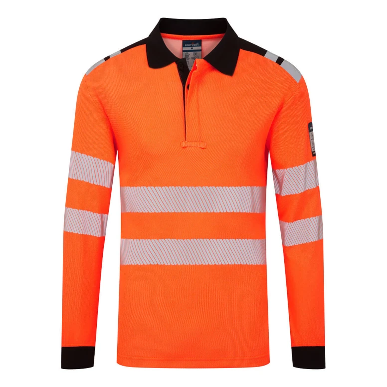 Portwest FR734 Warnschutz-Arbeits Polo Langarm flammhemmend