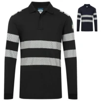 Portwest FR733 Arbeits-Poloshirt hohe Sichtbarkeit langarm flammhemmend