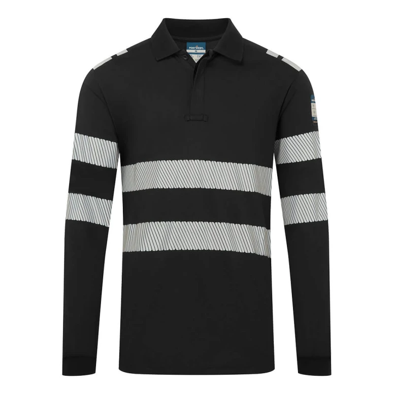 Portwest FR733 Arbeits-Poloshirt hohe Sichtbarkeit langarm flammhemmend