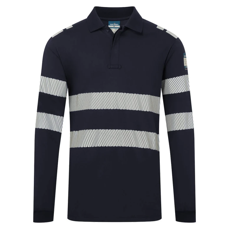 Portwest FR733 Arbeits-Poloshirt hohe Sichtbarkeit langarm flammhemmend