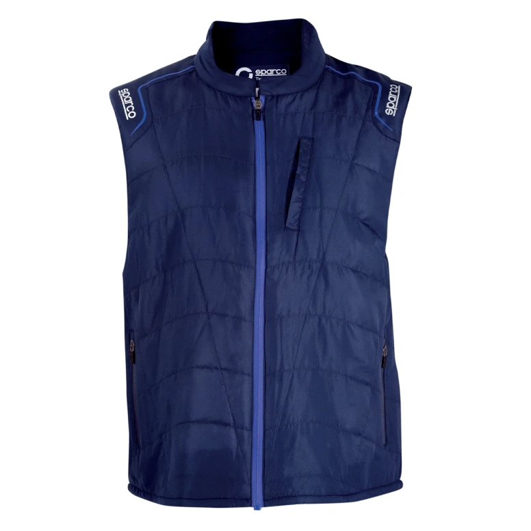 Sparco PARAMOUNT Arbeitsweste mit Innenfutter aus Winter-Fleece und mehreren Taschen – Blau