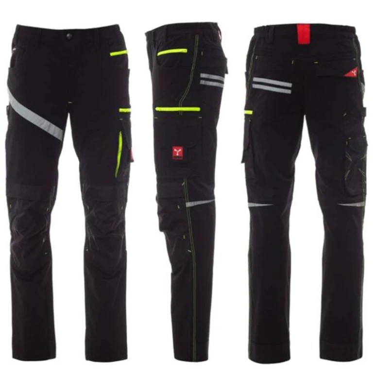Alles muss raus  - Arbeitshose Payper Stretch Multitaschen Top Quality Unisex 4 Way -  Next 4w Größe 54 Schwarz/Schwarz
