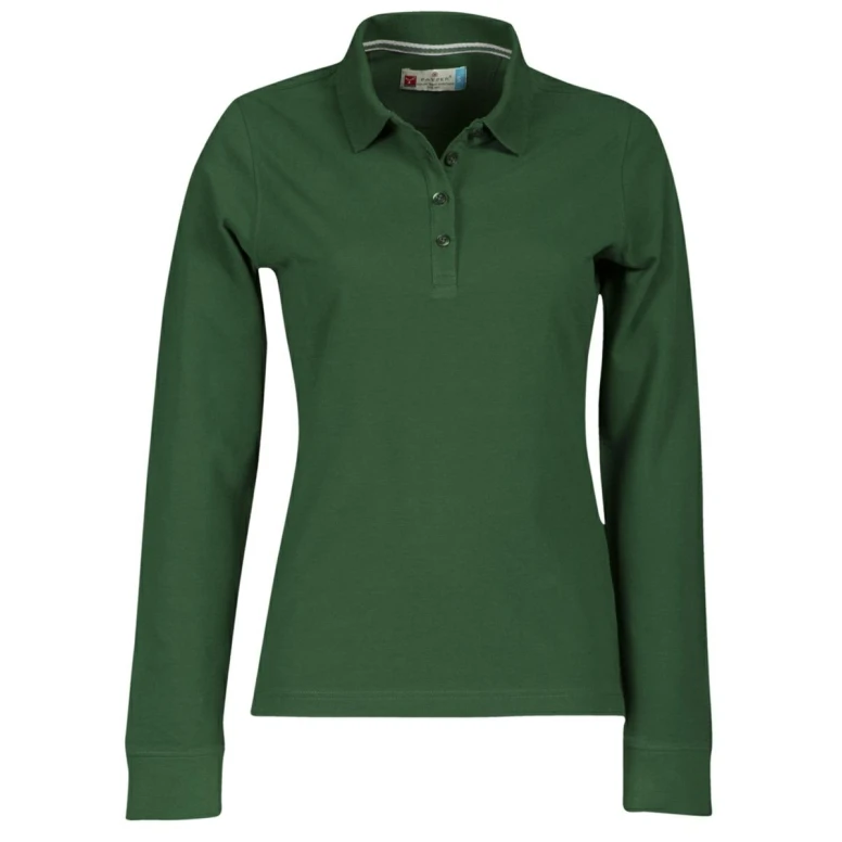 Alles muss raus -  Langarm- Poloshirt Florence für Damen mit Stretch- Nähten aus 100 % Baumwolle -  Payper AY 7516 Größe XL Weiß