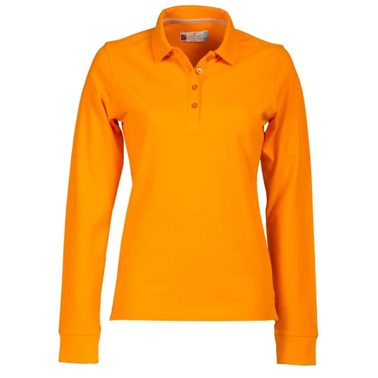 Alles muss raus -  Langarm- Poloshirt Florence für Damen mit Stretch- Nähten aus 100 % Baumwolle -  Payper AY 7516 Größe XL Weiß