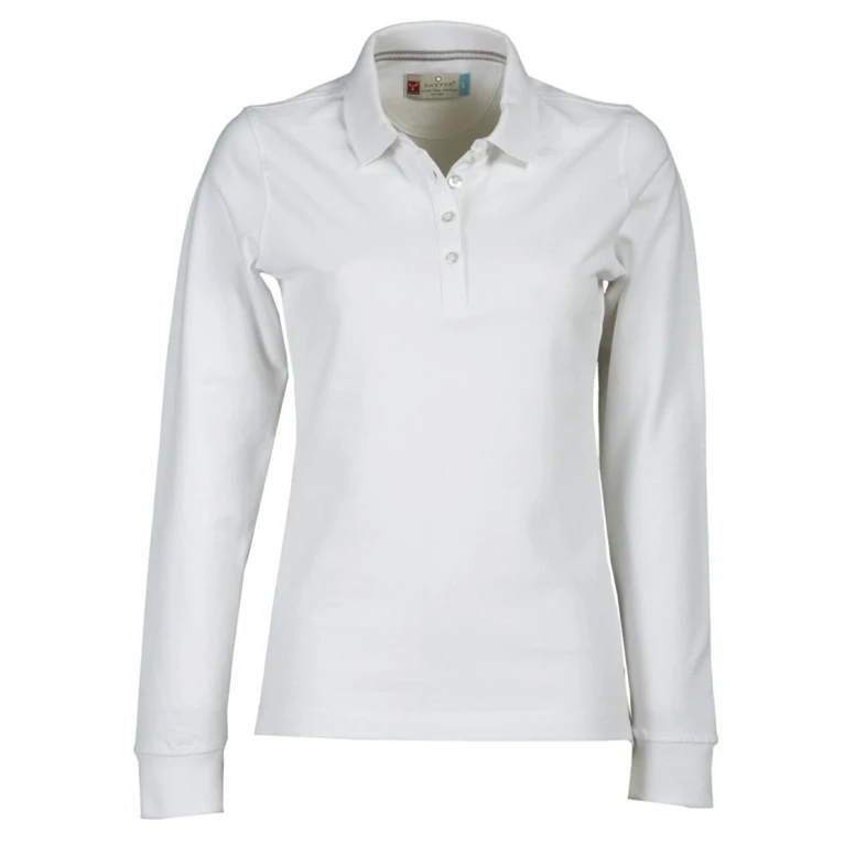 Alles muss raus -  Langarm- Poloshirt Florence für Damen mit Stretch- Nähten aus 100 % Baumwolle -  Payper AY 7516 Größe XL Weiß