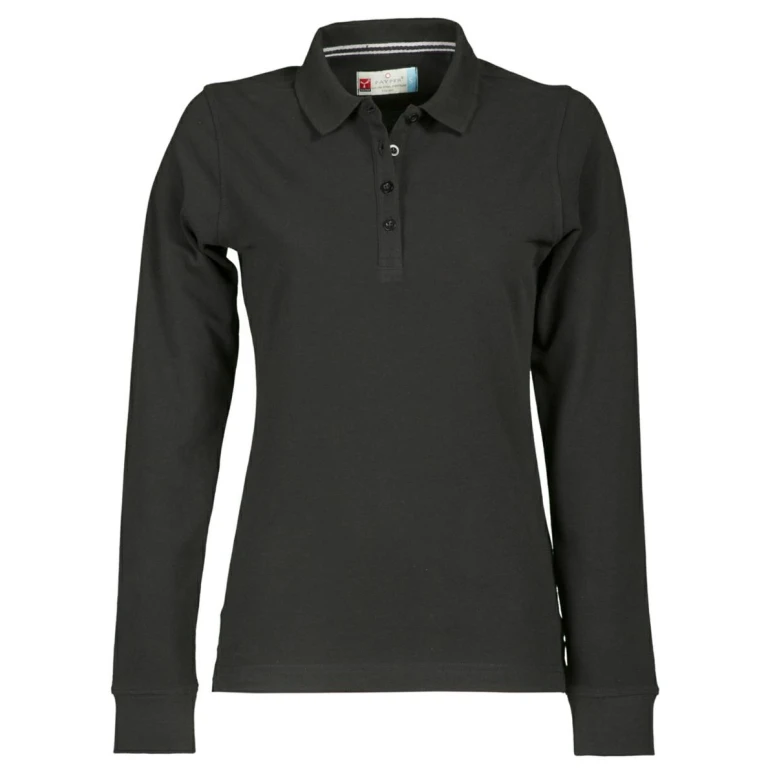 Alles muss raus -  Langarm- Poloshirt Florence für Damen mit Stretch- Nähten aus 100 % Baumwolle -  Payper AY 7516 Größe XL Weiß