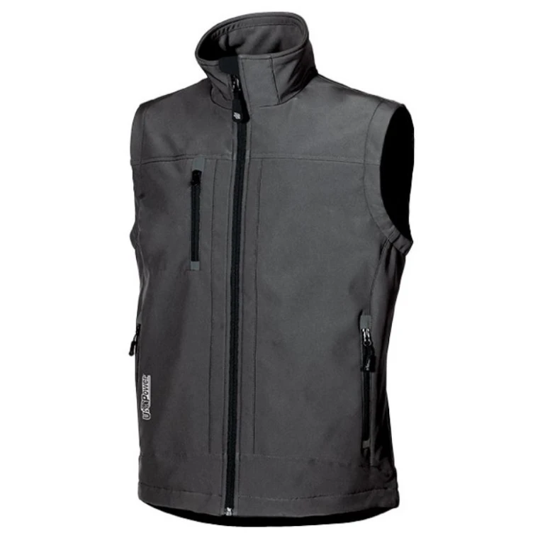 Alles muss raus -  Arbeitsweste Softshell Stretch elastisch U- Power Climb DW025BC Farbe Carbonschwarz Größe 3XL