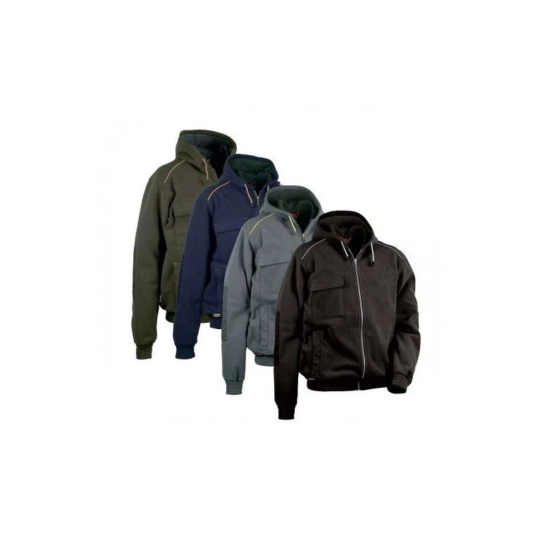 Alles muss raus -  Gepolsterte Arbeitsjacke mit Kapuze Multitaschen Cofra Potsdam V130- 0- 02 Größe 2XL Farbe Anthrazit Grau