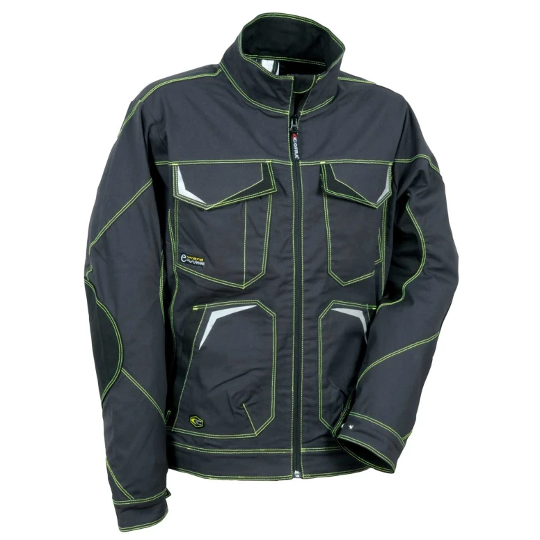 Alles muss raus -  Arbeitsjacke Stretch elastisch Multitaschen Cofra Abrantes V480- 0- 04 Farbe Schwarz Rot Größe 52