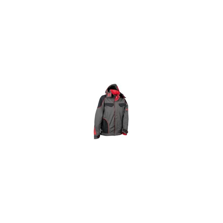 Alles muss raus -  Arbeitsjacke mit Kapuze Softshell Multitaschen Cofra Tecka V415- 0- 02 Farbe Anthrazit Schwarz Rot Größe 48