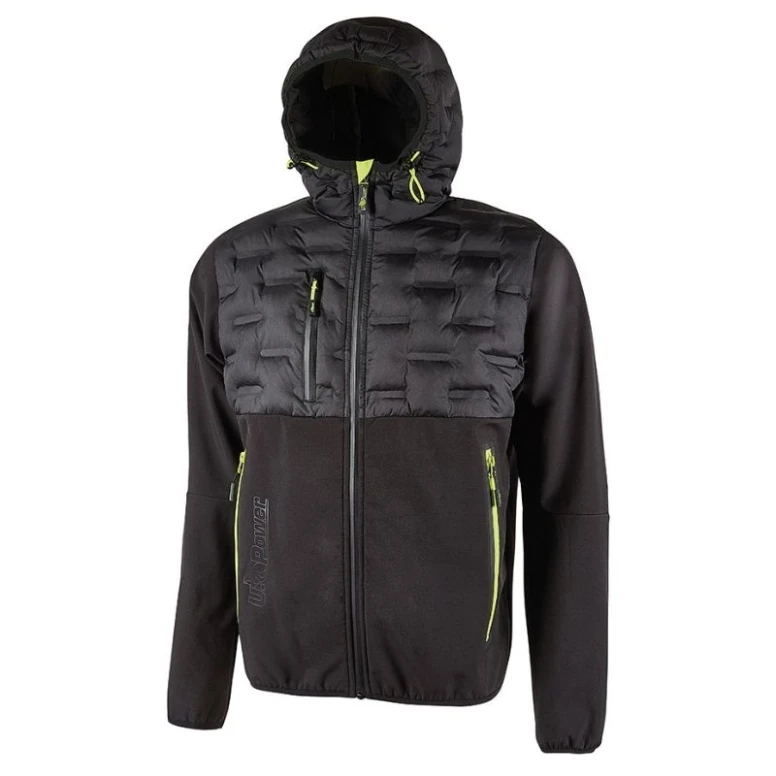Alles muss raus -  Arbeitsjacke Softshell Stretch elastisch U- Power Spock FU213DB Farbe Carbonschwarz Größe 2XL
