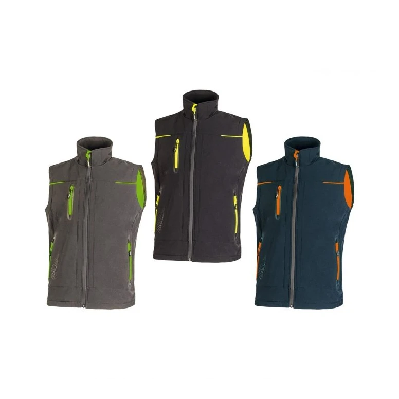Alles muss raus -  Arbeitsweste Multitaschen Softshell Stretch elastisch U- Power Universe FU188BC asphalt grey green 2XL