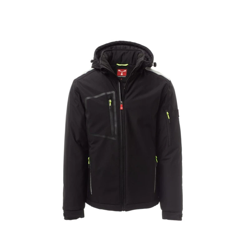 Alles muss raus -  Arbeitsjacke Softshell Stretch Multitaschen Payper Stream Pad AY 7256 Größe 5XL Schwarz/Schwarz