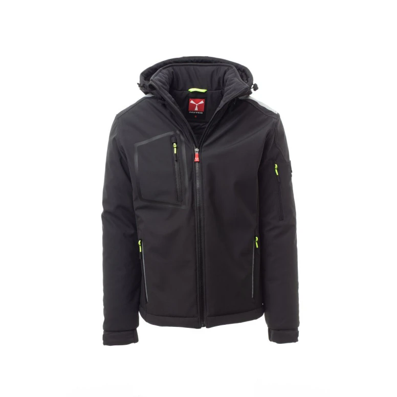 Alles muss raus -  Arbeitsjacke Softshell Stretch Multitaschen Payper Stream Pad AY 7256 Größe 5XL Schwarz/Schwarz