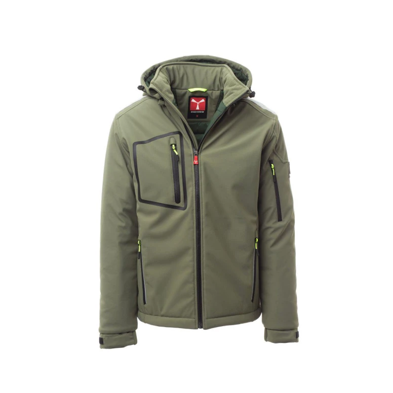 Alles muss raus -  Arbeitsjacke Softshell Stretch Multitaschen Payper Stream Pad AY 7256 Größe 5XL Schwarz/Schwarz