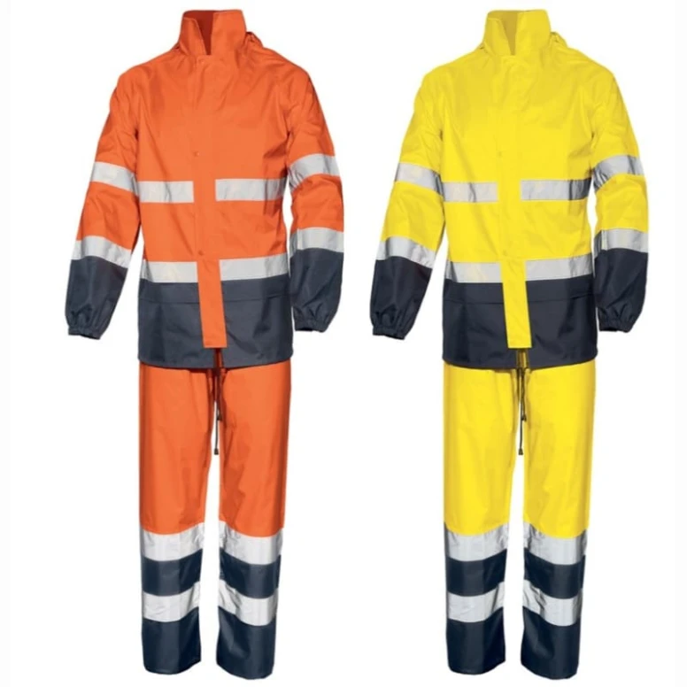 Alles muss raus -  Wasserabweisendes Sicherheitskomplettset  ISSA LINE -  01800 Größe M Farbe Fluoreszierendes Orange Navyblau