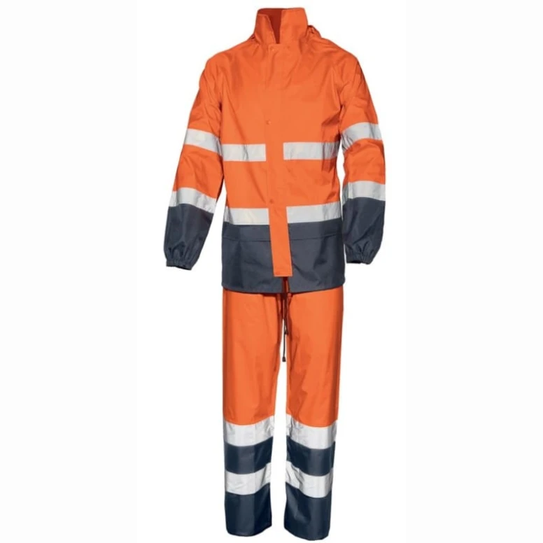 Alles muss raus -  Wasserabweisendes Sicherheitskomplettset  ISSA LINE -  01800 Größe M Farbe Fluoreszierendes Orange Navyblau