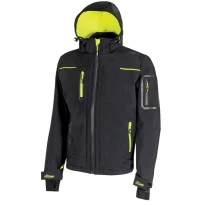 Alles muss raus -  Arbeitsjacke Softshell Stretch elastisch U- Power Space FU187BC Größe M Farbe Carbonschwarz