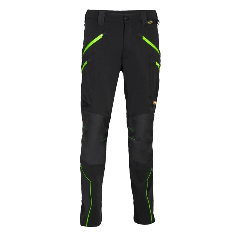 Alles muss raus -  Arbeitshosen Multitaschen Stretch Cofra Velten V621- 0- 04 Größe 56 Farbe Schwarz Lime