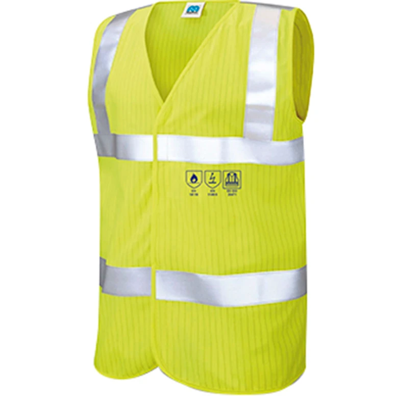 Weste Flammhemmend und antistatisch mit hoher Sichtbarkeit  98% Polyester 2% Antistatische Faser 436388 Neri