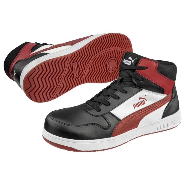 Sicherheitsschuhe Puma Frontcourt Black/White/Red Mid S3 FO HRO ESD SRC 630050