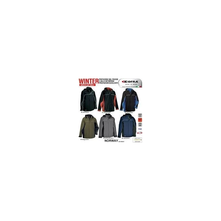 Arbeitsjacke mit Kapuze Softshell Stretch Multitaschen Cofra Norway V093-0-00
