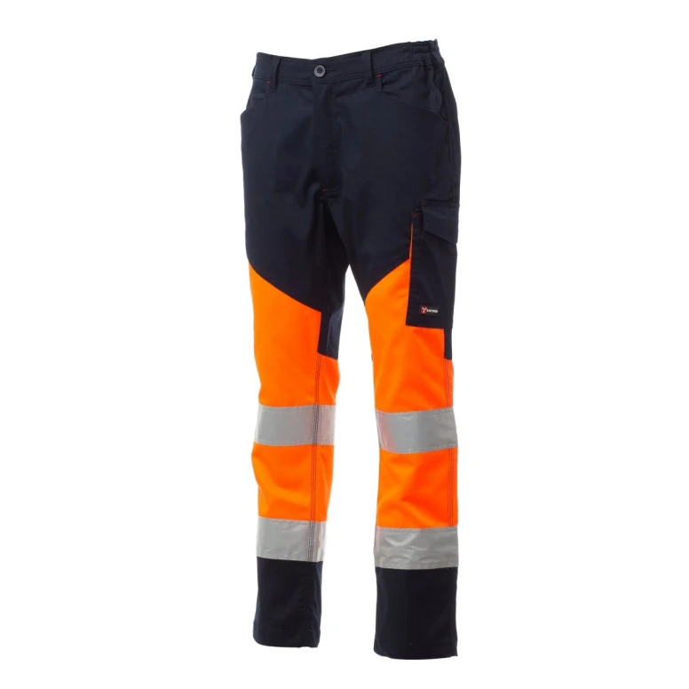 Zweifarbige Arbeitsbundhose mit hoher Sichtbarkeit und vielen Taschen Payper Working Summer AY 7593