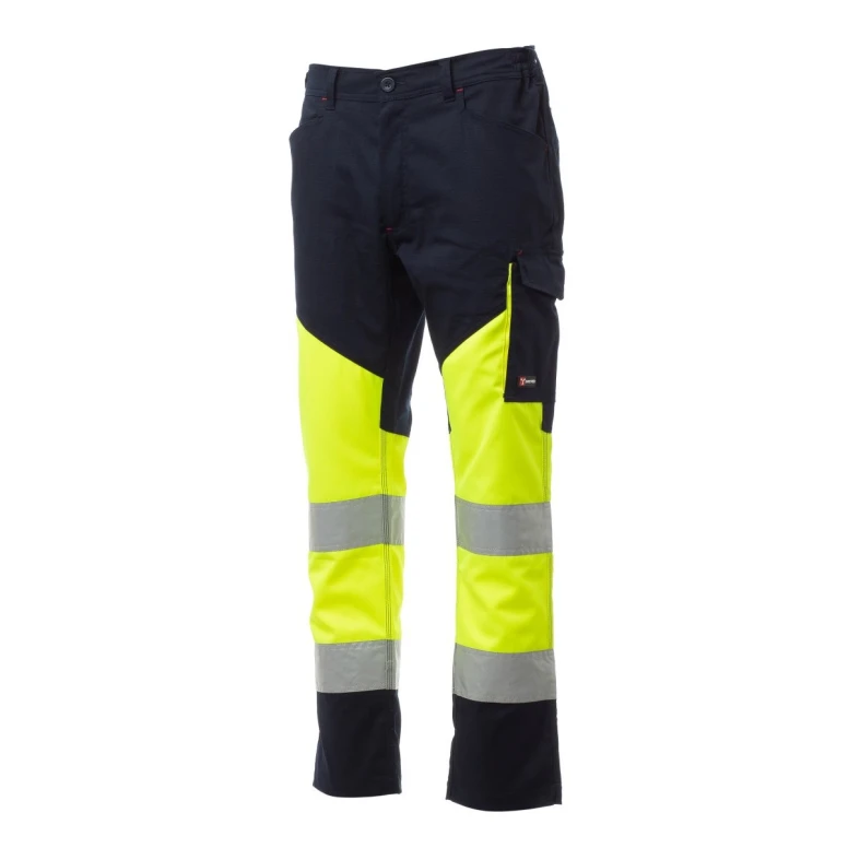 Zweifarbige Arbeitsbundhose mit hoher Sichtbarkeit und vielen Taschen Payper Working Summer AY 7593